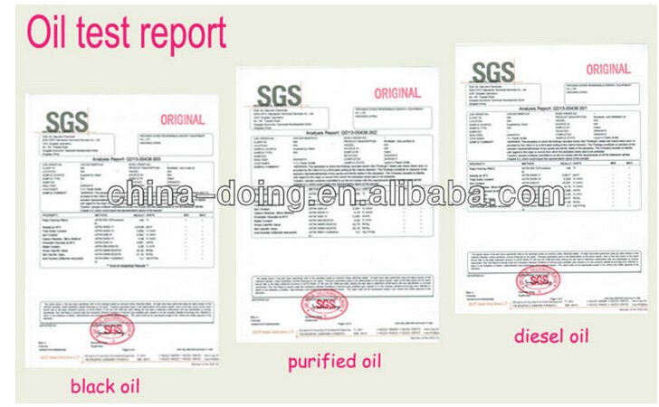 SGS report of tire Oil & Diesel from Pyrolysis plant