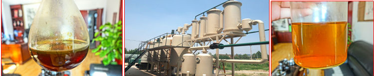 Distillation of tyre pyrolysis oil line