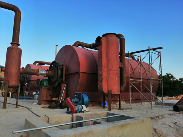 waste tire to oil recycling plant