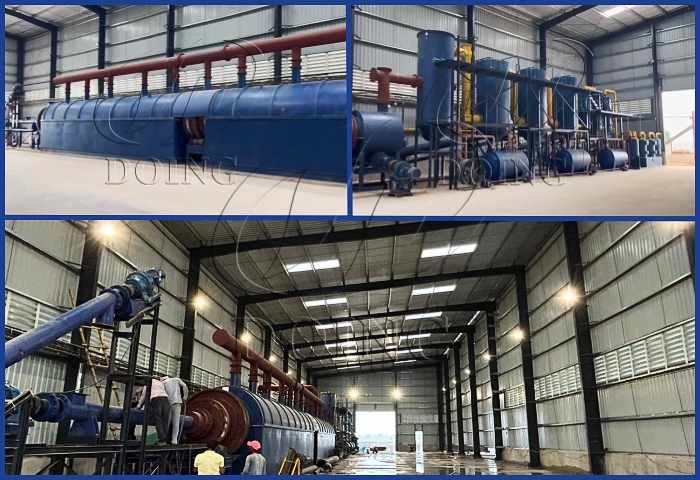 Operation site picture of the continuous waste tire pyrolysis plant