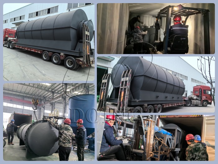 Shipping pictures of waste tyre recycling pyrolysis plant to Brazil