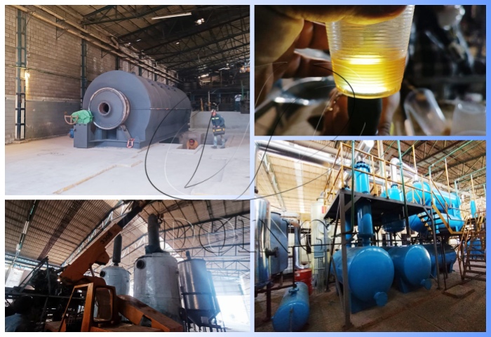 Installation pictures of the waste plastic recycling pyrolysis plant and waste oil refinery machine